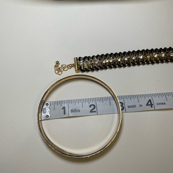 Three Gold Tone and Black Stacking Bracelet Set - Picture 4 of 6